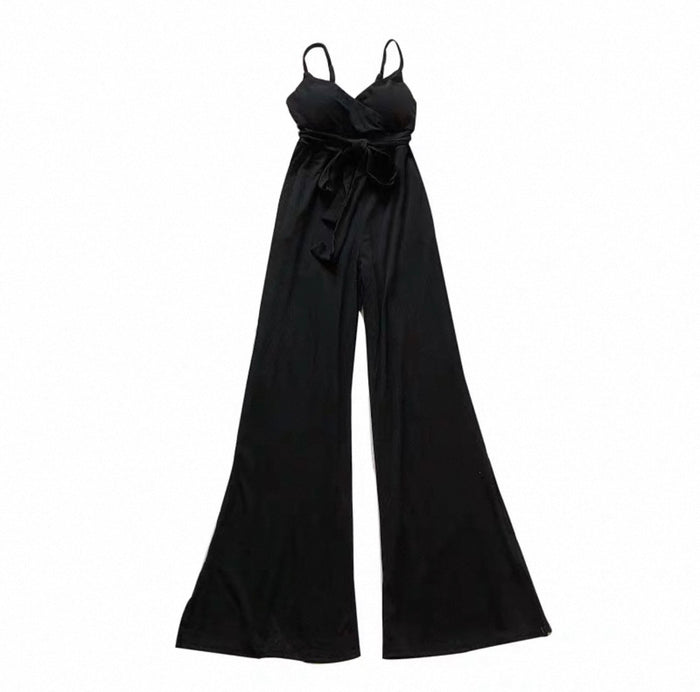 Women's Ribbed Wrap Jumpsuit with Wide Legs | Parcel Theory