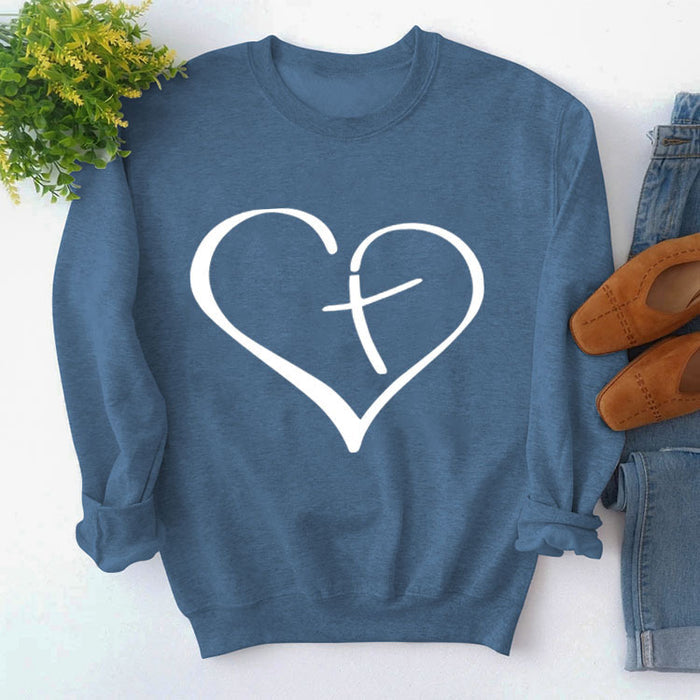 Blue sweater (white font) / S