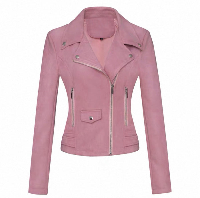 Women's Suede Biker Jacket Canada | Slim Fit Moto Style