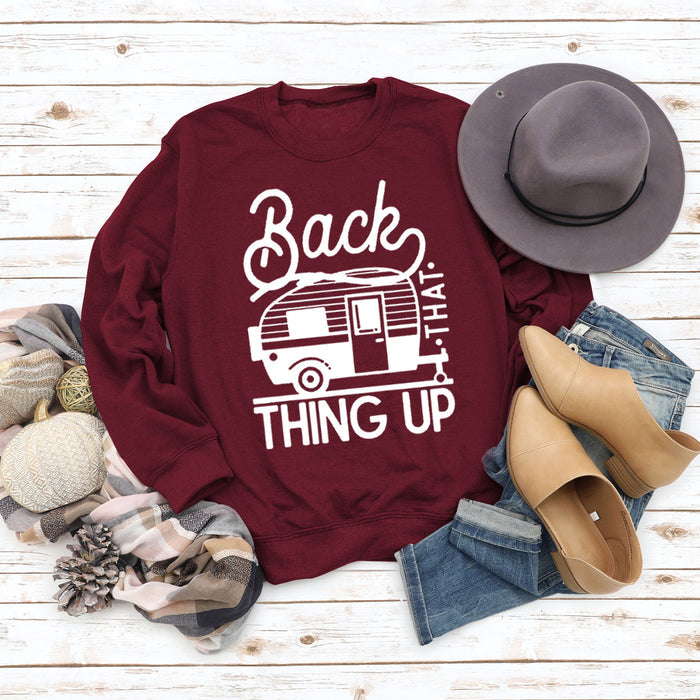 Wine red sweater (white font) / S