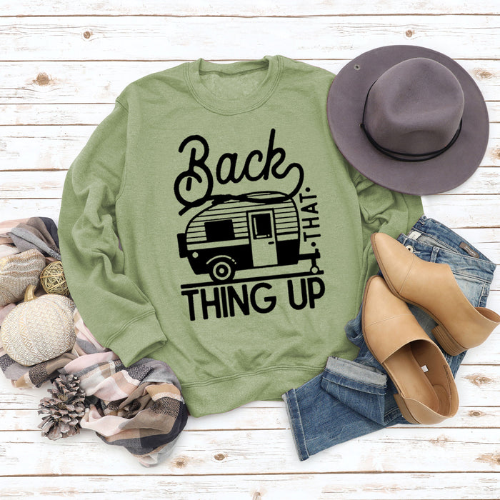 Olive green sweater (black font) / S
