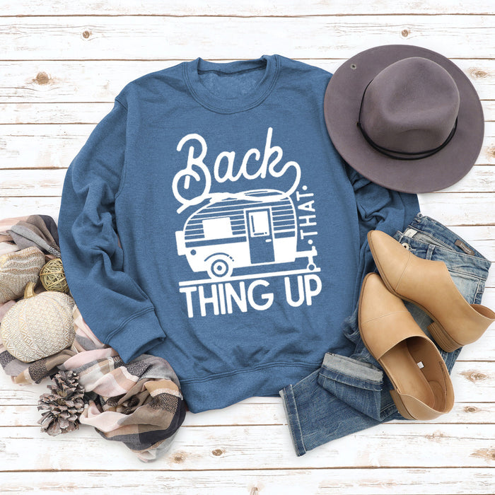 Blue sweater (white font) / S