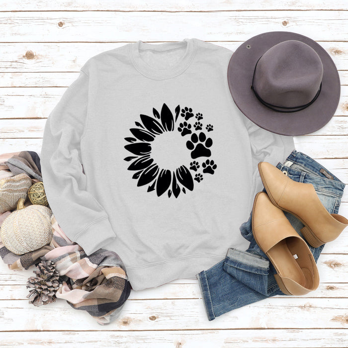 Women's Tops Sunflower Dog Print Casual Long-sleeved Sweatshirt