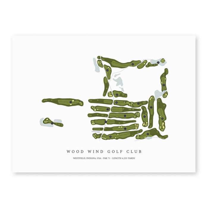 Wood Wind Golf Club | Golf Course Map | Unframed