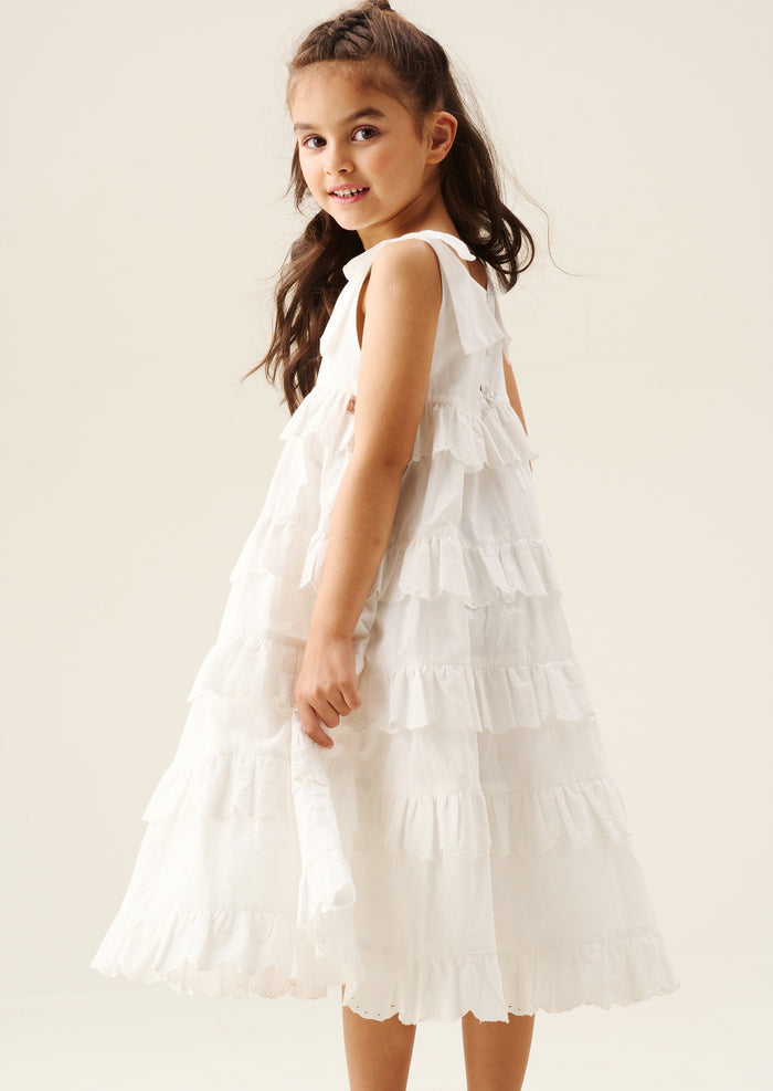 Yasmine Bow Strap Detail Tiered Midaxi Dress