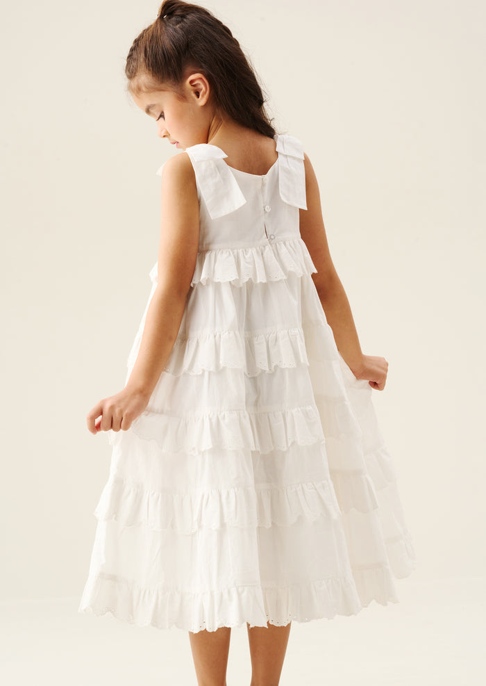 Yasmine Bow Strap Detail Tiered Midaxi Dress