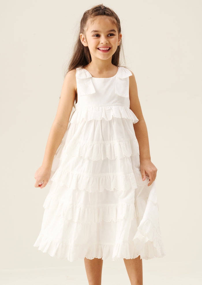 Yasmine Bow Strap Detail Tiered Midaxi Dress