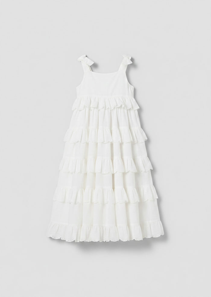 Yasmine Bow Strap Detail Tiered Midaxi Dress