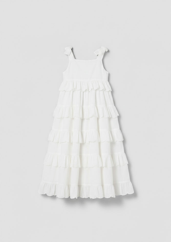 Yasmine Bow Strap Detail Tiered Midaxi Dress
