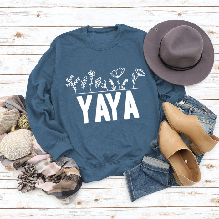 Blue sweater (white font) / S