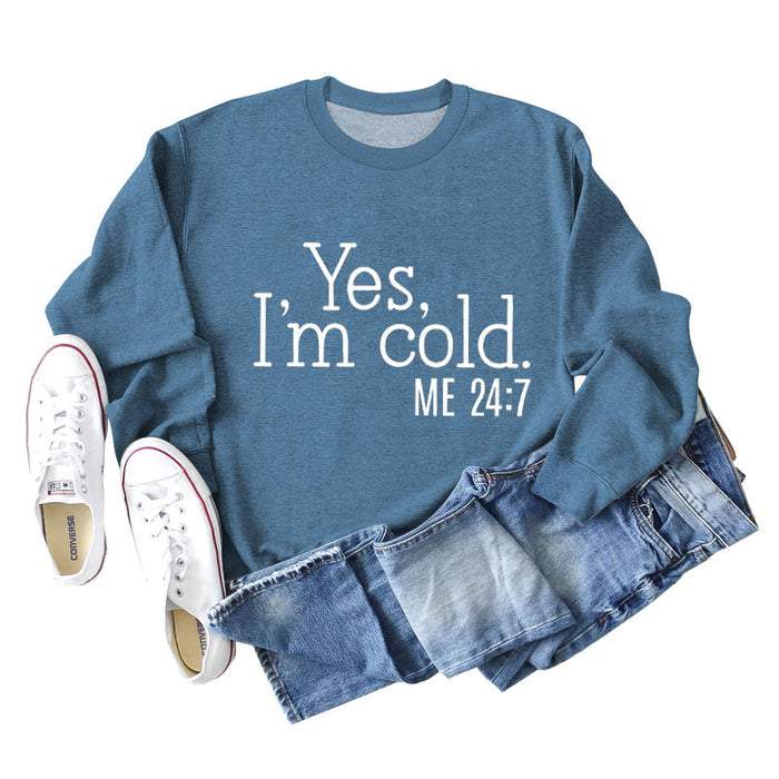 Blue sweater (white font) / S
