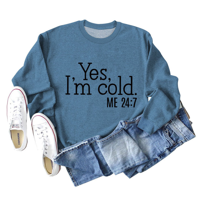 Blue sweater (black font) / S
