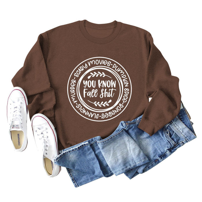 Coffee colored sweater (white font) / S