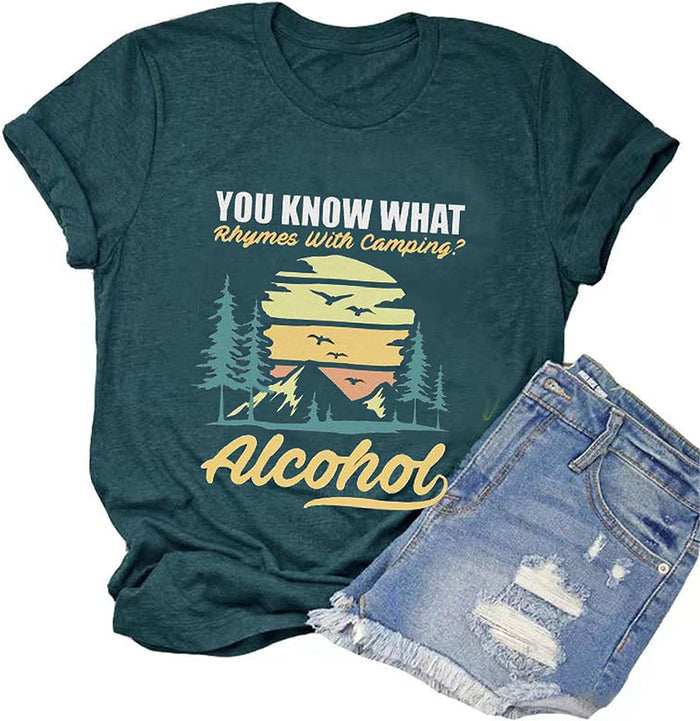 You Know What Rhymes with Camping Alcohol T-Shirt for Women