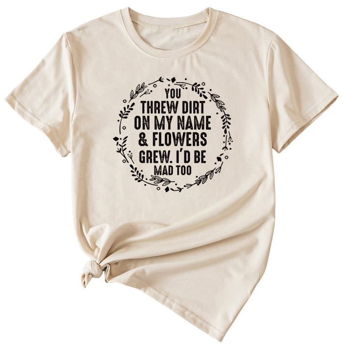 You Threw Dirt on My Name Summer Monogram Print Short Sleeve Crewneck T-shirt