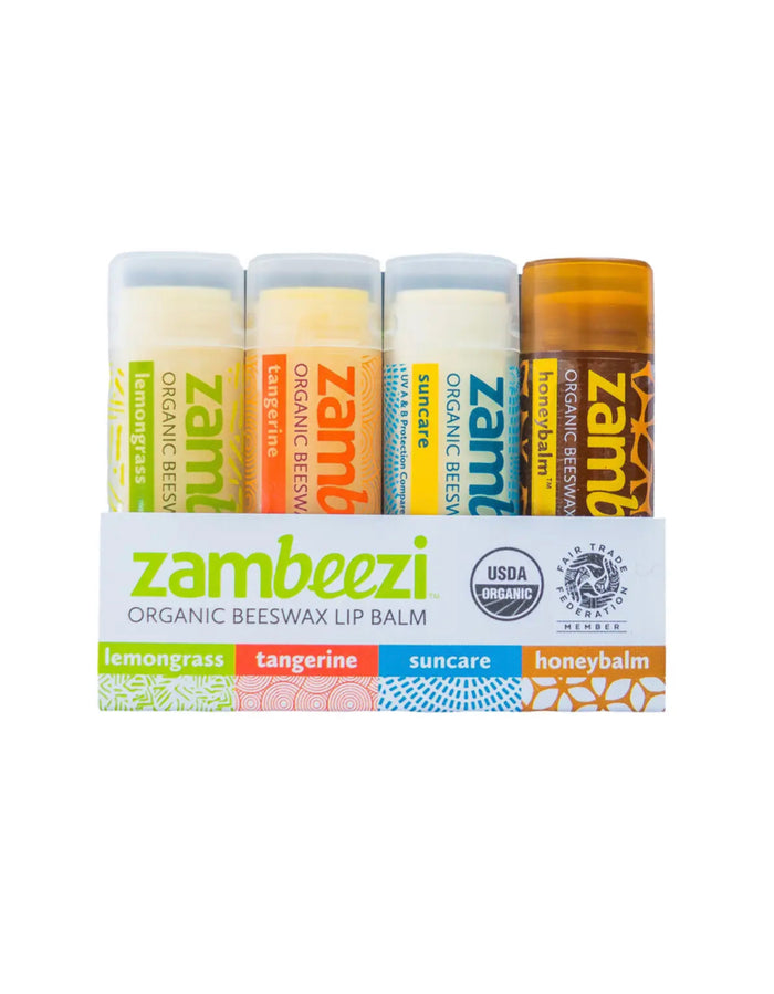 ZAMBEEZ ORGANIC BEESWAX 4 PACK VARIETY PACK LIP